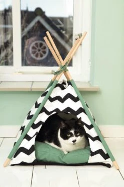 Beeztees Kioni Tipi Tent - Kattenhuis - Zwart/Wit - 50x50x70 Cm -Dieren Product Winkel 800x1200 10