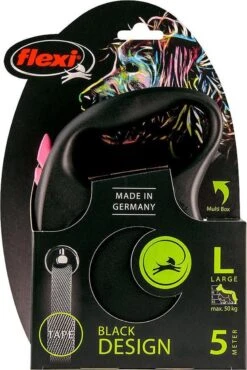 Hondenriem - Looplijn - FLEXI Rollijn BLACK DESIGN TAPE - L - ROZE - 5 Meter -Dieren Product Winkel 802x1200 9