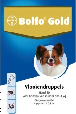 Bayer Bolfo Gold 40 Anti Vlooienmiddel Hond - 0 Tot 4 Kg - 4 Pipetten