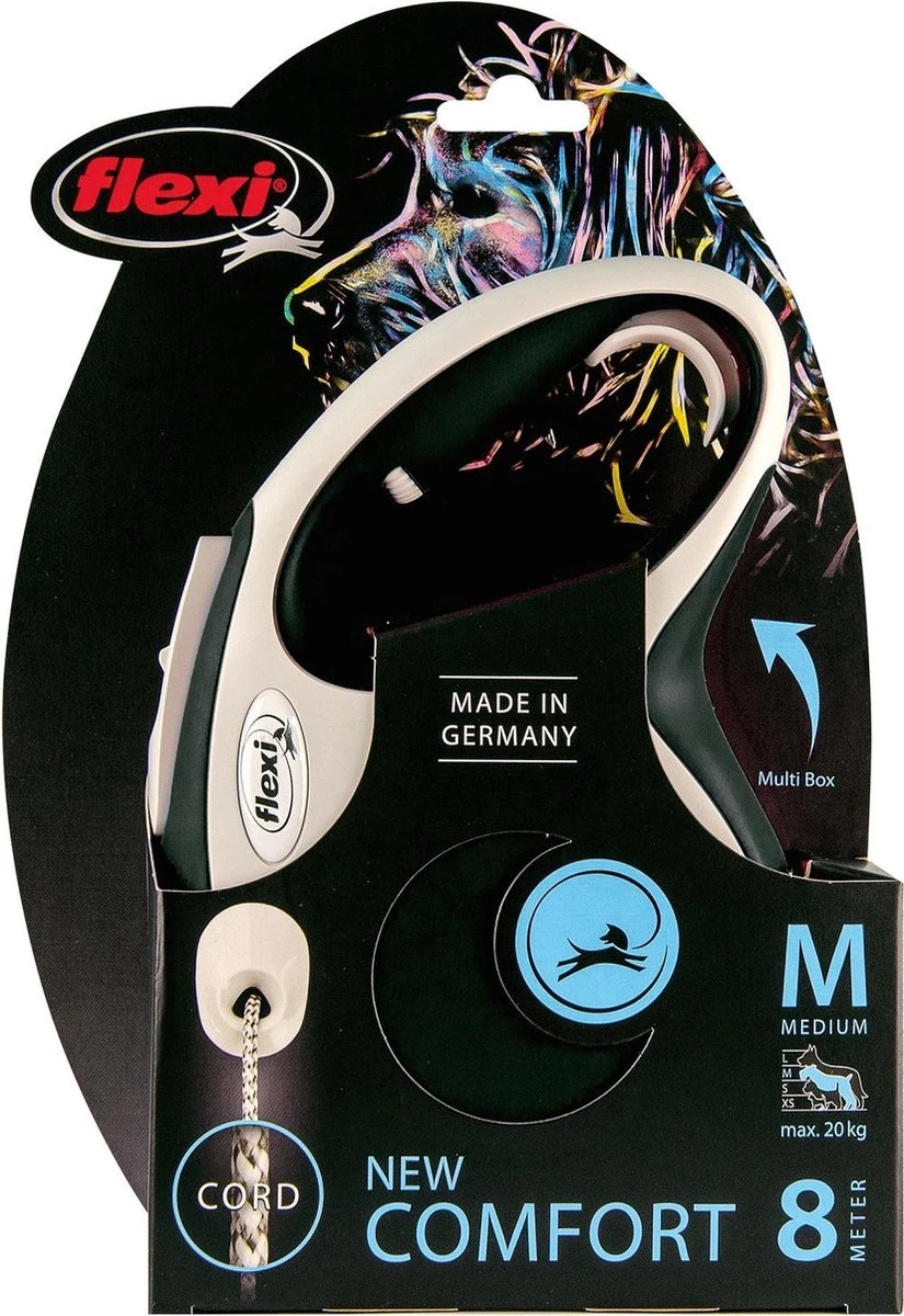 Flexi Rollijn New Comfort Koord M Zwart&Lichtgrijs - Hondenriem - 8 M 2 Flexi Rollijn New Comfort Koord M Zwart&Lichtgrijs - Hondenriem - 8 M - Afbeelding 2