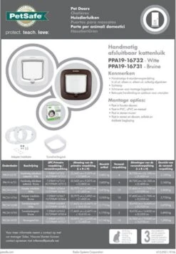 PetSafe 300 Deluxe Kattenluik - M - Ø 25.2 Cm - Wit -Dieren Product Winkel 831x1200