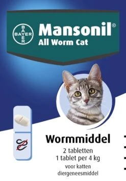 Mansonil All Worm Cat Ontworming - Kat - 2 Tabletten 15 Mansonil All Worm Cat Ontworming - Kat - 2 Tabletten -Dieren Product Winkel 836x1200