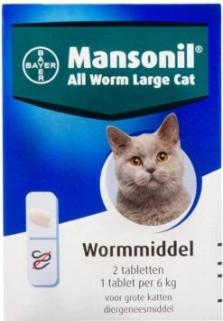 Mansonil All Worm Large Cat Ontworming - Grote Kat - 2 Tabletten -Dieren Product Winkel 838x1200