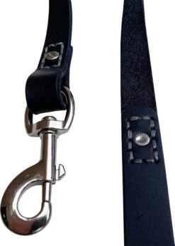 Hondenriem - 220cm – Zwarte Riem - Leren Hondenriem Met Stiksels – 100% Volnerfleer - Hond - Leer - Leder -Dieren Product Winkel 856x1200