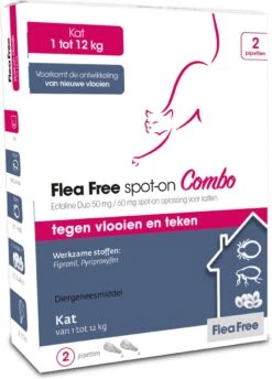 Flea Free Ectoline Duo Kat - Tegen Vlooien En Teken - 2 Pipetten -Dieren Product Winkel 861x1200