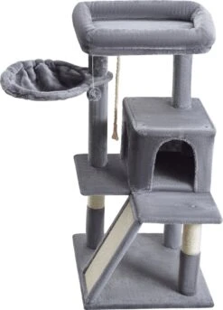 ACAZA Krabpaal, Kattenboom Met Krabbord En Huisjes Voor Meerdere Katten, Lichtgrijs -Dieren Product Winkel 865x1200