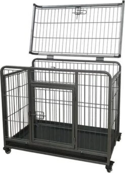 Topmast Heavy Duty Hondenbench Opvouwbaar 123L× 75W × 81H CM + Wielen