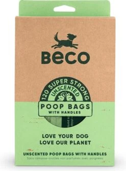 Extra Grote En Sterke Poepzakjes Met Hengsel - 33 X18 Cm - 120 Stuks Per Verpakking - Beco Poop Bags - 120 Stuks