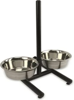 Merkloos Honden Voer & Waterbak - RVS - Op Standaard - In Hoogte Verstelbaar -Dieren Product Winkel 890x1200