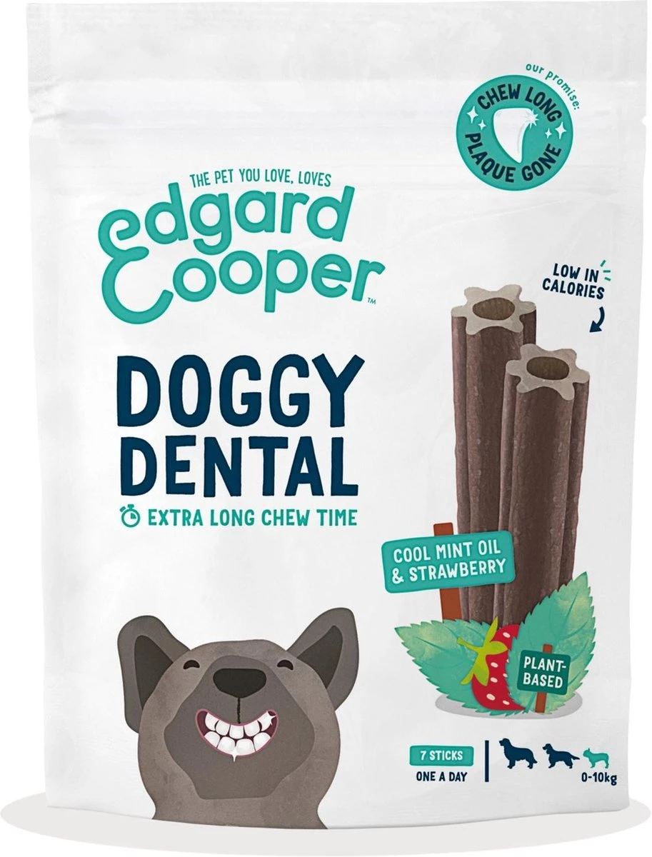 Merkloos Edgard & Cooper Doggy Dental Sticks Aardbei - Frisse Muntolie Small 1 Merkloos Edgard & Cooper Doggy Dental Sticks Aardbei - Frisse Muntolie Small