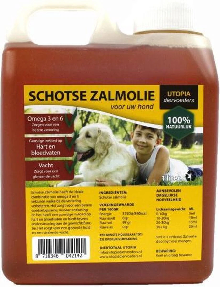 Schotse Zalmolie Naturel (1 LTR) 1 Schotse Zalmolie Naturel (1 LTR)