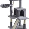 ACAZA Krabpaal, Kattenboom Met Krabbord En Huisjes Voor Meerdere Katten, Lichtgrijs