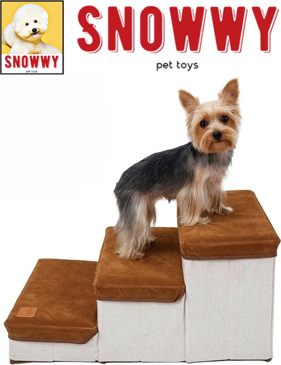 SNOWWY - Hondentrap Met Opslagruimte - Honden Loopplank Met Handige Opslagvakje - Hondenloopplanken - Inklapbaar - Huisdier Opstap - Hondentrapje - Bruin 1 SNOWWY - Hondentrap Met Opslagruimte - Honden Loopplank Met Handige Opslagvakje - Hondenloopplanken - Inklapbaar - Huisdier Opstap - Hondentrapje - Bruin