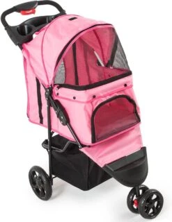 Topmast Modern - Hondenbuggy - Roze - Inklapbare - 3 Wielen - Comfort Buggy -Dieren Product Winkel 927x1200 4