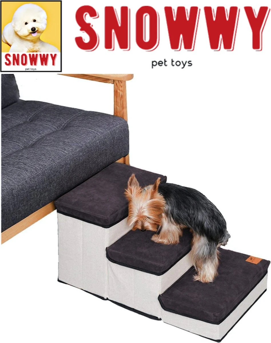 SNOWWY - Hondentrap Met Opslagruimte - Honden Loopplank Met Handige Opslagvakje - Hondenloopplanken - Inklapbaar - Huisdier Opstap - Hondentrapje - Grijs 2 SNOWWY - Hondentrap Met Opslagruimte - Honden Loopplank Met Handige Opslagvakje - Hondenloopplanken - Inklapbaar - Huisdier Opstap - Hondentrapje - Grijs - Afbeelding 2