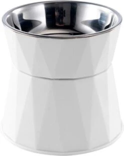 CuraCanin - Voerbak Kat - Drinkbak Hond Met Standaard - Verhoogde Drinkbak Kat - Waterbak - Wit