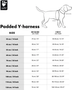 Hurtta Padded Tuig Y-Model Zwart - Hondenharnas - 80 Cm -Dieren Product Winkel 952x1200 2