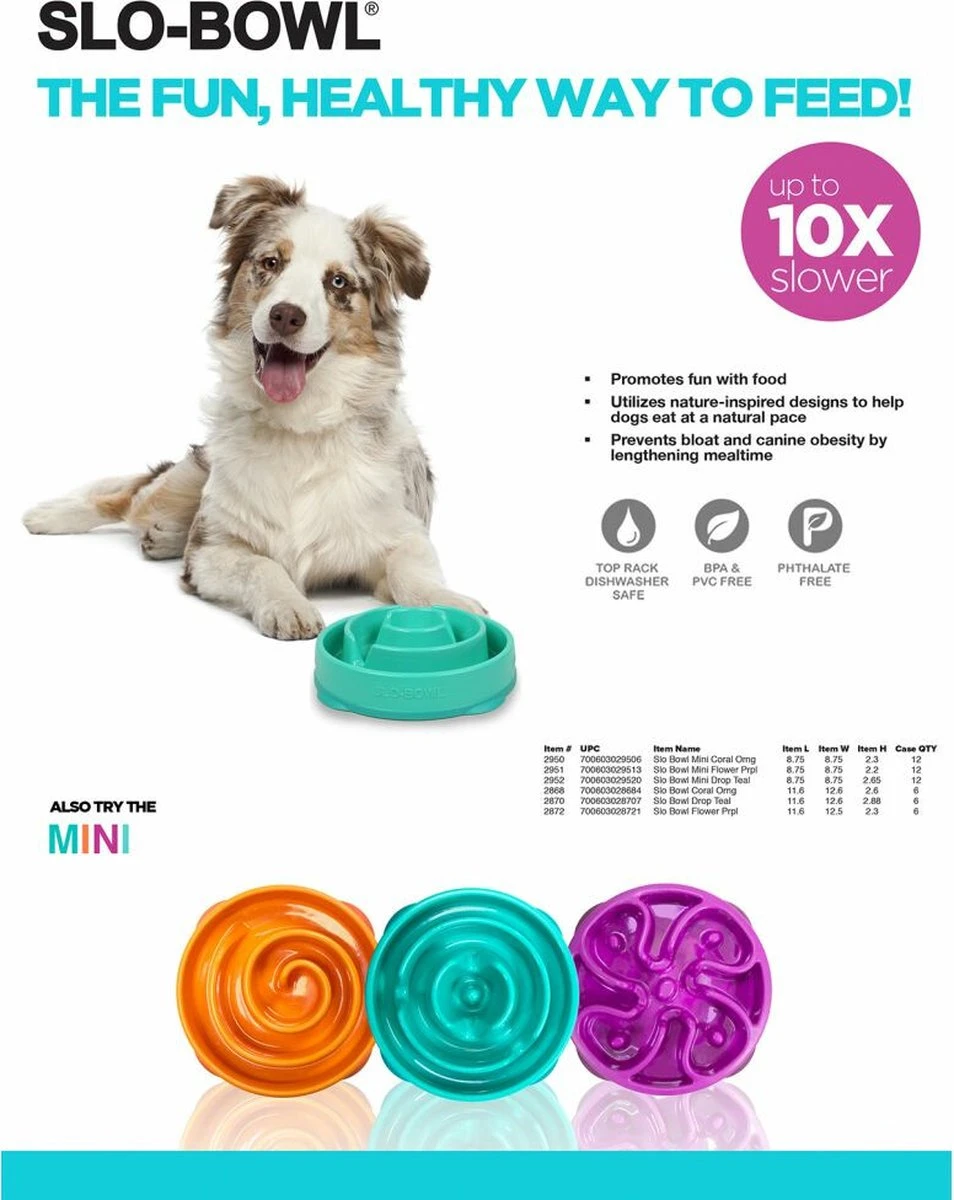 Outward Hound Slo Bowl Fun Feeder Voerbak - Anti Schrok Voerbak - Voerbak Slo-Bowl Mini Drop Teal Lichtblauw - 22X22X5 CM 20 Outward Hound Slo Bowl Fun Feeder Voerbak - Anti Schrok Voerbak - Voerbak Slo-Bowl Mini Drop Teal Lichtblauw - 22X22X5 CM - Afbeelding 20