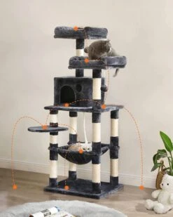 Krabpaal Voor Katten - Kattenboom - Met 2 Uitkijkplateaus - Grijs -Dieren Product Winkel 960x1200 1