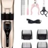 PetGoods Hondentondeuse - 10 Delige Set - Katten & Honden - Draadloos - Low Noise - Incl. Schaar, Nagelknipper, Vijl & Kam