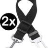 Hondenriem Autogordel Hondentuig Hondengordel Verstelbaar Zwart - 2X