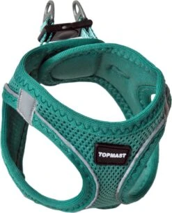 Topmast Airmesh Hondentuig - Click & Go - Petrol - L - Reflecterend - Harnas Hond - Hondentuigje - Hondenharnas - Voor Puppy, Kleine, Medium En Grote Hond