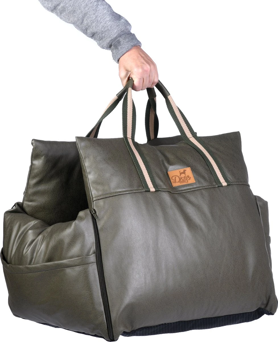 Dogs&Co Luxe Honden Autostoel Leather Look Royal+ Olive - Zeer Luxe Hondenmand Voor In De Auto - Comfortabele Honden Autozitje - Veilig Auto Bench Voor Puppy En/of Hond 3 Dogs&Co Luxe Honden Autostoel Leather Look Royal+ Olive - Zeer Luxe Hondenmand Voor In De Auto - Comfortabele Honden Autozitje - Veilig Auto Bench Voor Puppy En/of Hond - Afbeelding 3
