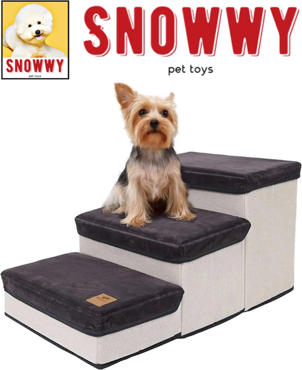SNOWWY - Hondentrap Met Opslagruimte - Honden Loopplank Met Handige Opslagvakje - Hondenloopplanken - Inklapbaar - Huisdier Opstap - Hondentrapje - Grijs 1 SNOWWY - Hondentrap Met Opslagruimte - Honden Loopplank Met Handige Opslagvakje - Hondenloopplanken - Inklapbaar - Huisdier Opstap - Hondentrapje - Grijs