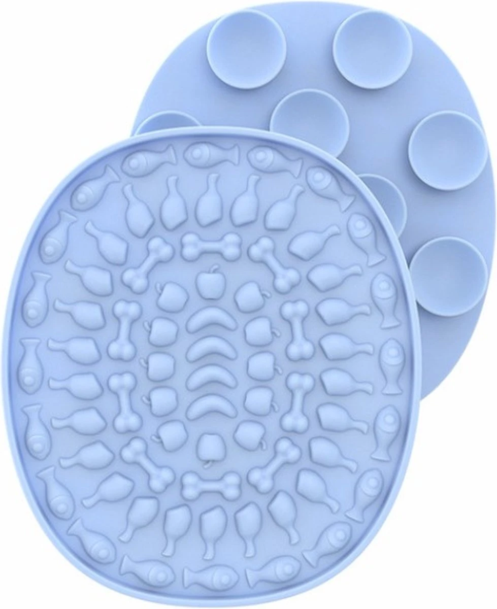 Likmat Kat Of Hond | Blauw | 100% Siliconen | 16 X 14 Cm | Slowfeeder | Voermat Met Zuignappen | Rustgevend 1 Likmat Kat Of Hond | Blauw | 100% Siliconen | 16 X 14 Cm | Slowfeeder | Voermat Met Zuignappen | Rustgevend