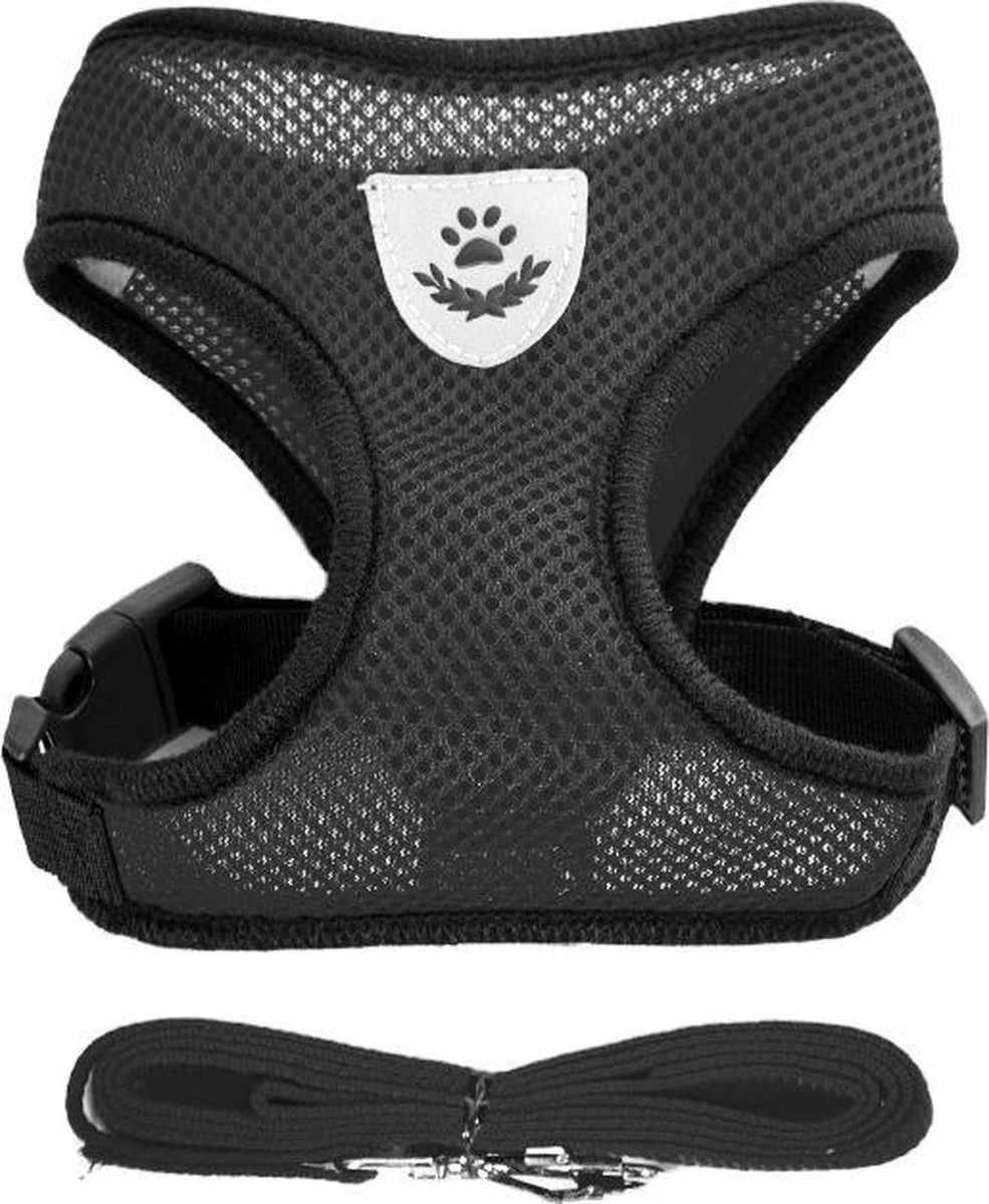 Luxyana® Honden Tuigje - XS - 25-28cm - Geschikt Voor Puppy En Als Kattentuigje - Easy Step-in Hondenharnas - Inclusief Bijpassend Riempje - Zwart 1 Luxyana® Honden Tuigje - XS - 25-28cm - Geschikt Voor Puppy En Als Kattentuigje - Easy Step-in Hondenharnas - Inclusief Bijpassend Riempje - Zwart
