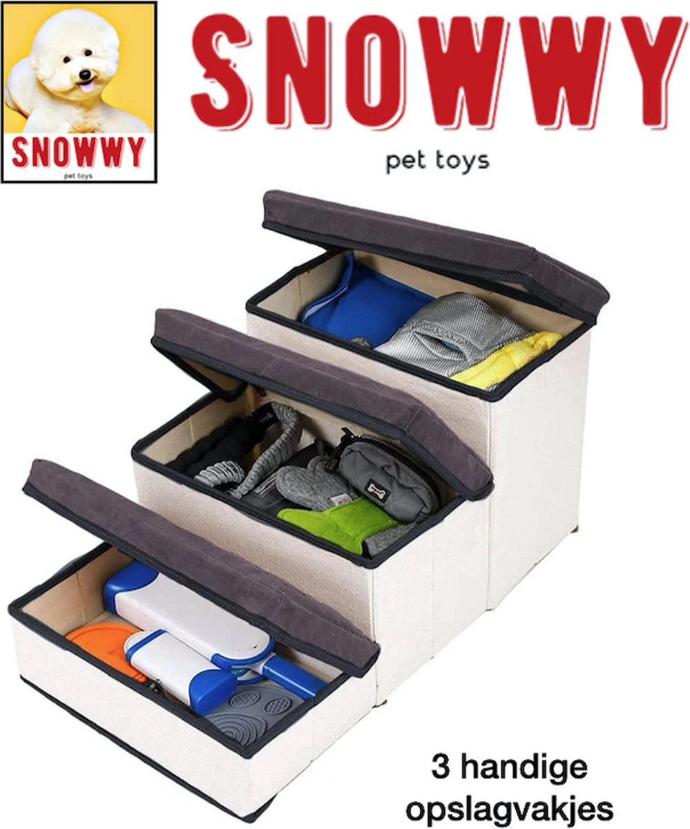 SNOWWY - Hondentrap Met Opslagruimte - Honden Loopplank Met Handige Opslagvakje - Hondenloopplanken - Inklapbaar - Huisdier Opstap - Hondentrapje - Grijs 4 SNOWWY - Hondentrap Met Opslagruimte - Honden Loopplank Met Handige Opslagvakje - Hondenloopplanken - Inklapbaar - Huisdier Opstap - Hondentrapje - Grijs - Afbeelding 4